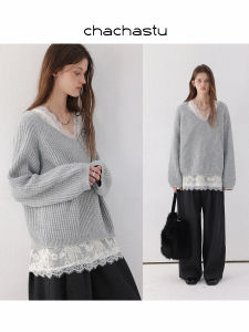 CHACHASTU | Áo Vest Ren Cổ V Raglan Sweater Houndstooth Ấm Áp Có Lót Quần Tây Casual