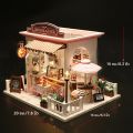 บ้านตุ๊กตาเล็กไม้ DIY ขนาดเล็กชุดบ้านหลังเล็ก3D ปริศนาตัวต่อโมเดลอาคารของเล่นบ้านพร้อมเฟอร์นิเจอร์ให้แสงสว่างของขวัญ. 