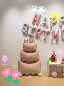 1 Pc Big Cake Foil Balloon Large Size Birthday Cake Shape Aluminum Foil Balloon High Gloss Metallic Auto Seal for Kids Adult Birthday Party Baby Shower Cake Smashing Photo Booth Decoration
