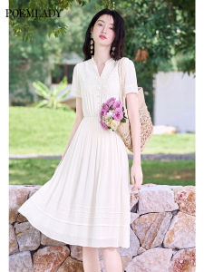 POEMLADY | Lace Edging Short Sleeve Commuter A-line Dress