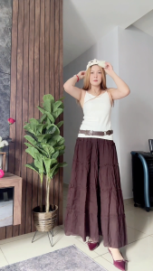 กระโปรงผ้าสาลู แฟชั่นเกาหลี สำหรับผู้หญิง