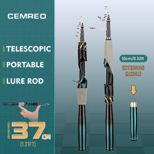 CEMREO New Mini Travel Fishing Rod 37cm Portable Short Carbon Fiber Telescopic Rod 1.8m/2.1m Easy Carry Fishing Rod Model RS