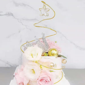 1Pc Metal Spiral Cake Stand Frame Baby Shower Happy Birthday Cake Topper Wedding Decoration Accessories