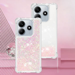 Bling Glitter Liquid Quicksand Phone Case For Xiaomi Redmi Note 14 4G Note14 Poco M7 Pro 5G Anti Fall Protect Cute Clear Cover