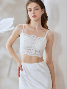 Padded Gathering Lace Strap Back Beauty Anti-peep Integrated Bra