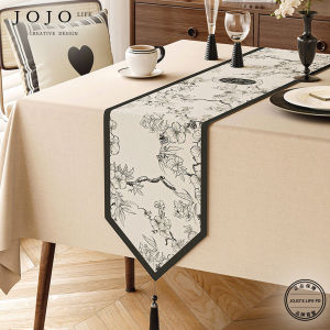 New Chinese Style Table Flag Redwood Living Room Tea Table Tea Tray Decorative Linen Material Home Use Modern Chinese Style