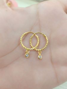 ANTING BULAT PERAK 925 LAPIS MAS 24K