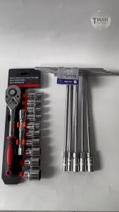 Bộ dụng cụ sửa chữa 17 món ( bộ tuýp cần tự động 1/2 12 món và 5 cây vặn ốc chữ T 810121314 )