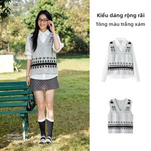 Semir | Bộ Áo Sơ Mi Nữ Form Rộng Fair Isle