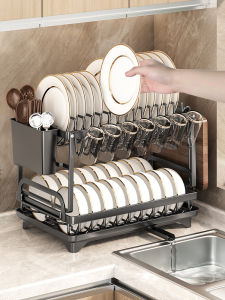 Kitchen Multi-layer Storage Rack Dish Drainer Utensil Holder Carbon Steel Countertop Shelf Durable Home Organization