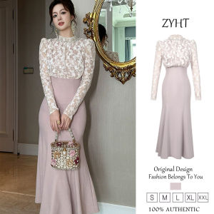 Zyht của phụ nữ ăn mặc váy màu hồng váy đuôi cá Đầm Công Sở ĐầM Ren lxury Dresses ĐẦM CƯỚI tham dự trang phục váy dự tiệc Váy dạ hội 11480