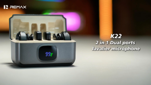 Remax K22 2 In 1 Microphone Type-C and Lightning Ports Magnetic Button Design Lavalier