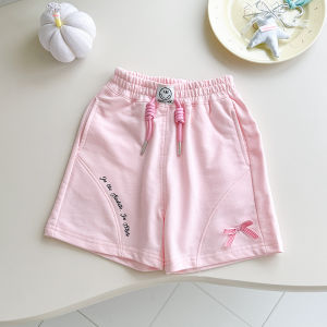 Girls Cotton Short Pants Summer New Style Outdoor Sports Five-Point Casual Pants Baby Girls Cute Mid-Waist Elastic Waistband