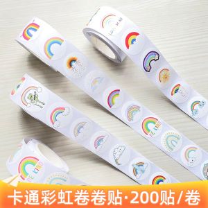 Rainbow Roll Sticker Cute Cartoon Sticker Water Cup Notebook Mobile Phone Case Childrens Reward Scrapbooking Small Sticker