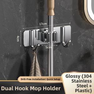 MOLORE | No Drill Wall Mount Holder Clip for Mop Broom