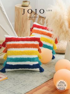 Bohemian Style Flocking Rainbow Pillowcase 3D Embossed Cotton Square Home Decorative Cushion Cover Universal Jojos Lpd