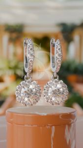 RoyStone - Anting Wanita Moissanite Sertifikat GRA Original Lapis Emas - Flower Earring