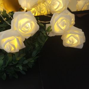 6M Fake Flower LightsPlastic Rose Battery Powered String LightFairy Light For Outdoor Garden Festival Home Party Decoration