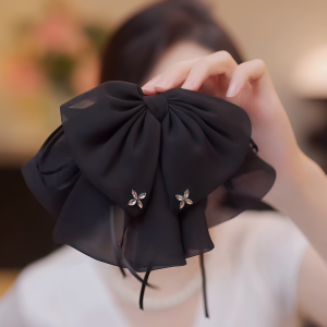 Kẹp Tóc Đuôi Ngựa Màu Đen Có Nơ Bướm Phụ Kiện Tóc Nửa Đầu Cho Nữ Kẹp Tóc Cá Mập Phụ Kiện Tóc Thời Trang Mới Ra Lò