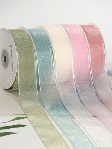 ริบบิ้นผ้าโพลีเอสเตอร์แบบพันกลีบดอกไม้สำหรับตกแต่งบ้าน DIY ปมผีเสื้อ ริบบิ้นดอกไม้ วัสดุบรรจุภัณฑ์ ขายส่ง