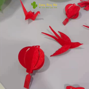 Sét 18 Chi Tiết Bằng Vải Dạ Treo Tết Họa Tiết Chim Én Đèn Lồng Trang Trí Cành Đào Cành Mai Xương Rồng Nhỏ