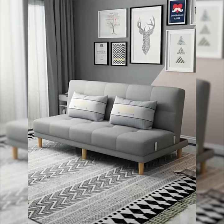 1.4/1.8M sofa bed lazy sofa Washfree technical cloth wood sofa vintage