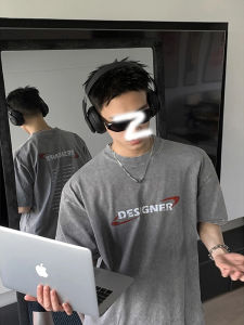 Vintage Washed American Design round Neck Short Sleeve Mens T-shirt Heavyweight Summer Unique Style Cotton Pure Basic Fit