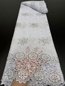 2026 High-Quality Nigerian Tulle Lace Fabric for Wedding Dress Embroidery Stones Party Guipure Chiffon Sewing