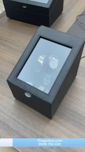 Hộp Lên Cót Đồng Hồ Cơ 3 Xoay + 3 Tĩnh Vỏ Da Vân Nổi Có Đèn LED - C3X3-W186