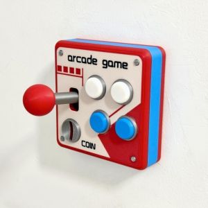 2Pcs 3D Printed Retro Arcade Joystick Switch Plate Cover Punch‑Free 86‑Type Wall Switch Decor Nostalgic Game Room Wall Art Easy DIY Cool Gamer Novelty Gift