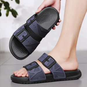 รองเท้าแตะชายหาดสำหรับผู้ชายในช่วงฤดูร้อน รองเท้าแตะส้นแบนกันลื่น สไตล์เกาหลี รองเท้าแตะ EVA สวมใส่สบาย