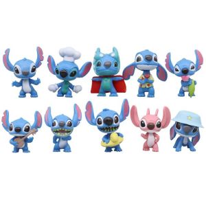 10pcs Cartoon Lilo & Stitch Figurine Dolls Cosplay Cute Stitch Angel Figure Set Model Toys for Kids Cake Decoration