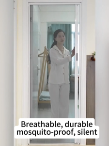 DIY Aluminum Alloy Screen Door Anti Mosquito Folding Screening Door Punch-Free Self-Adhesive Sliding Sliding folding screen door Anti mosquito insect invisible screen door
