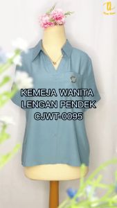 CJWT-0095 TINO TINO BAJU ATASAN WANITA/KEMEJA WANITA LENGAN PENDEK OVERSIZE KOREAN STYLE SINGLE POCKET