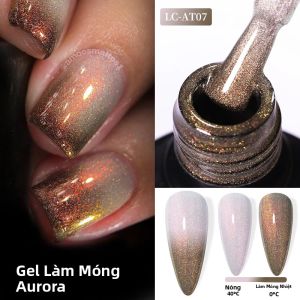 Sơn Gel Móng Tay Đổi Màu Nhiệt LILYCUTE 7ML Aurora Màu Nâu Nhũ Bán Vĩnh Cửu Tẩy Được Làm Bằng Đèn UV