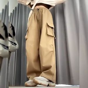 Raya Long Pants Big Pockets Oversize Dance Pants Trousers Women Casual Cargo Pants Baggy Style P-016