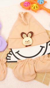3in1! Set Topi Sarung Tangan Kaki Bayi Newborn Karakter Kelinci / Perlengkapan Bayi Baru Lahir