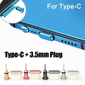 Universal Type-C Charging Port Protector 3.5mm Earphone Jack Dust Plug USB Type C Metal Anti Dust Plug For Samsung Xiaomi Huawei