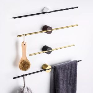 Luxe Creative Brushed Gold Adjustable Single Rod Towel Rack