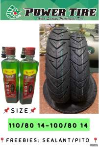 POWER TIRE Size 14 (SET/PARES) (Honda Beat Honda Click Mio 125 Mio Sporty Skydrive etc.) with Sealant/Pito