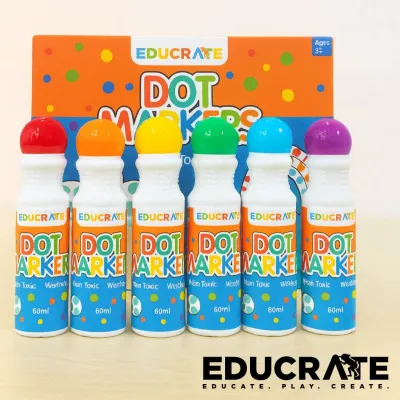 EducratePH 60ml Dot Markers for Kids | Washable & Non-Toxic | Art Craft Activity Set (6 Colors)