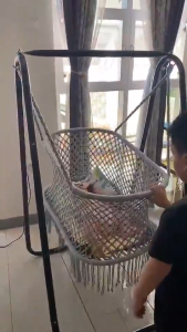 Duyan for baby Rattan Baby Swing Bouncers With Heavy Duty Metal Stand Cradle Swing for Sleeping Baby Hanging Baby Swing