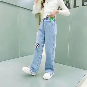 5-16Yrs New Pants for Kids Girl Maong Pants for Teens Girl Skinny Jeans for Kids Girl Denim Pants Korean Loose Casual Wide Leg Pants 120-150CM
