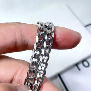 KALUNG PRIA WANITA TITANIUM RANTAI BAJA STAINLESS SILVER ANTI KARAT