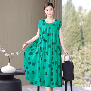 Váy Ngủ Mùa Hè Cotton Lụa Cho Nữ Kích Thước Cực Lớn Thường Ngày Sử Dụng Tại Nhà Tay Ngắn In Họa Tiết Hoa Áo Choàng