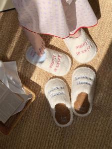 Dép Đi Trong Nhà Bằng Vải Cotton Đế Mềm Ấm Áp Thoải Mái Cho Nữ Mùa Thu Đông Đế PVC Đế Cao Su Đế Phẳng Phong Cách Hàn Quốc