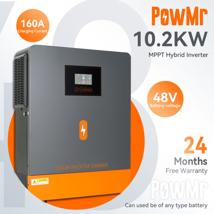 Powmr 102kw On Gridoff Grid Hybrid Inverter 48vdc 230vac Pv Panel Input 500vdc Pure Sine Wave 6288