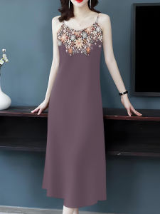 Ice Silk No-Sleeve Vest Dress Womens Summer Outerwear Inner Match Cool Sensation Strap Vest Skirt A-Line Midi Dress