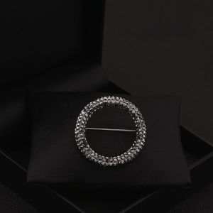 Elegant Crystal round Neck Button Sweater Clip Fashionable Korean Style Alloy Pin Fixed Buckle Womens Fashion Accessory
