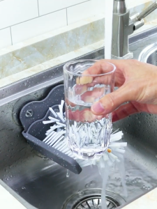 Suction Cup Washing Brush 360° No Dead Angle Wine Cup Cleaner Wall-Mounted Double-Ended Cup Brush